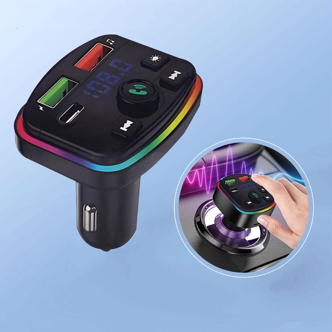 مشغل الوسائط للسيارة بتقنية البلوتوث مع منفذين USB ومنفذ Type-C مع اضاءة LED رائعة