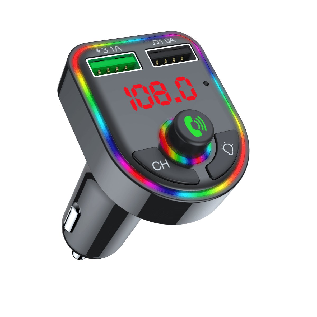 ترانسيميتر MP3 من HAVIT HV-FM811BT بإضاءة RGB 