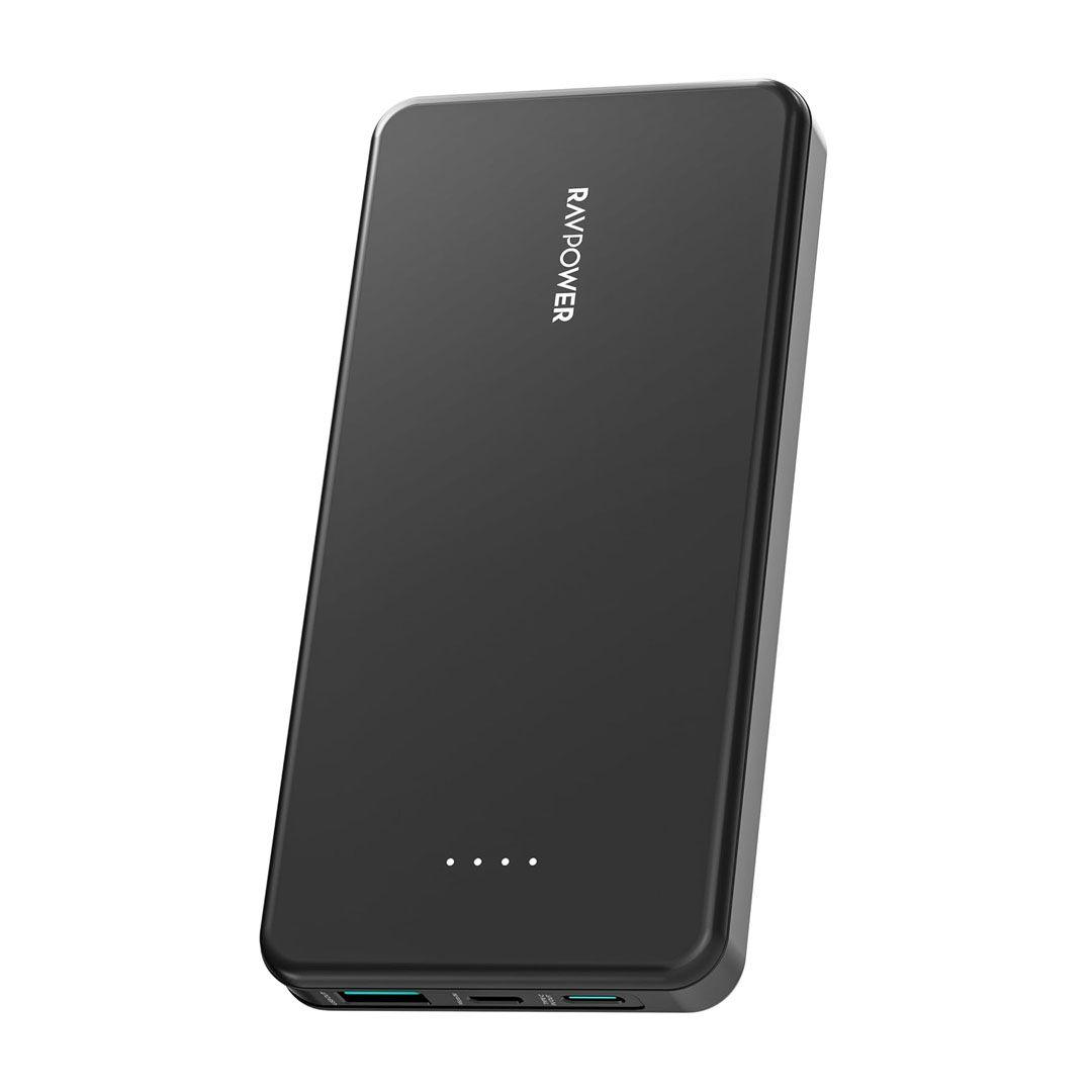 باور بانك RAVPower RP-PB1215 سعة 10000mAh وقوة 15 واط  مع 3 منافذ (Type-C+USB+Micro)  