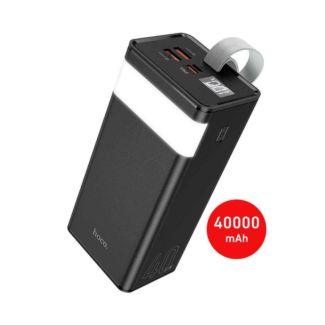 باور بانك Hoco J86 Powermaster بسعة 40000 مللي أمبير وقوة 22.5 واط مع شاشة ديجيتال ومصباح LED