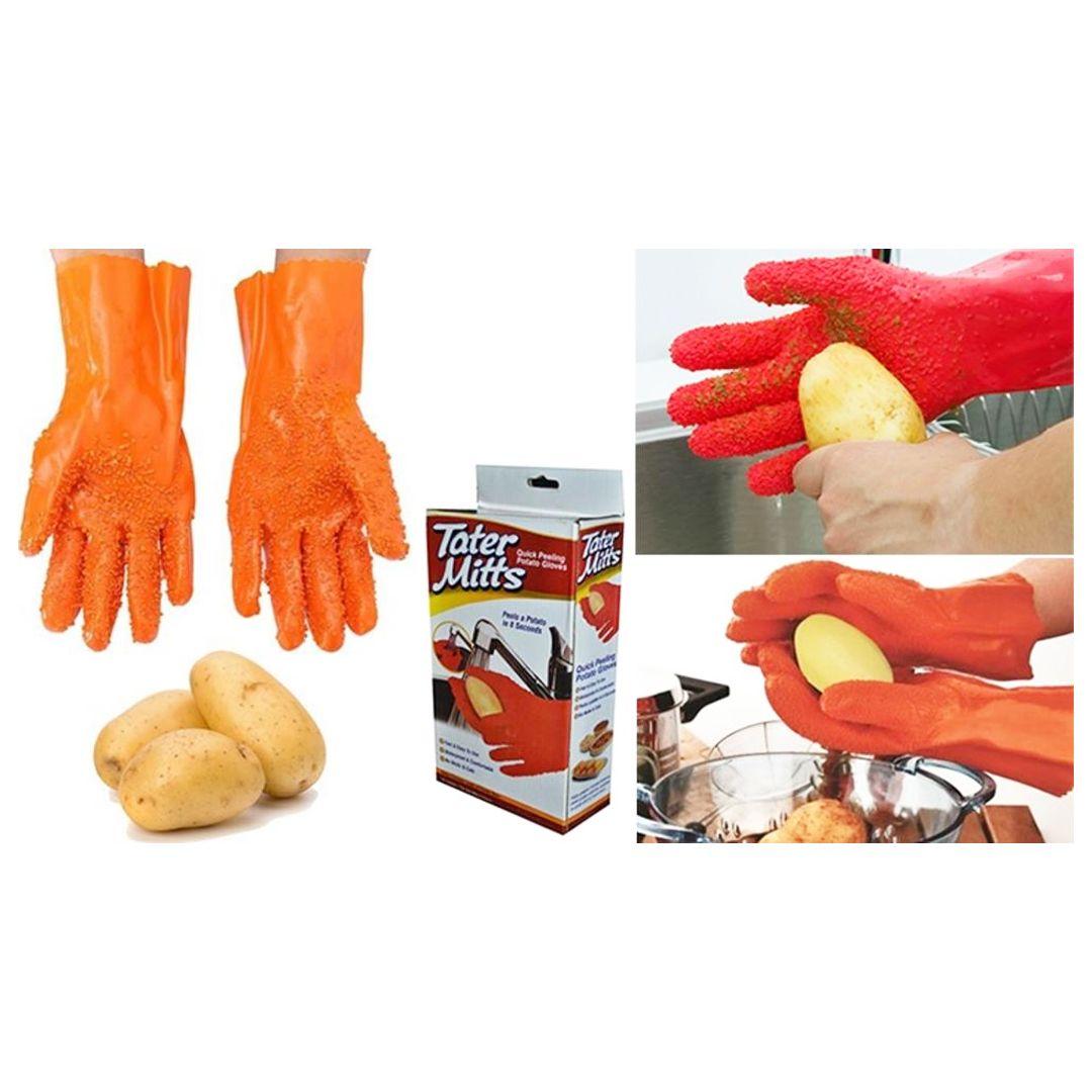 قفازات تقشير البطاطس والخضروات Tater Mitts متعددة الاستخدامات ومقاومة للماء للحفاظ على يديك