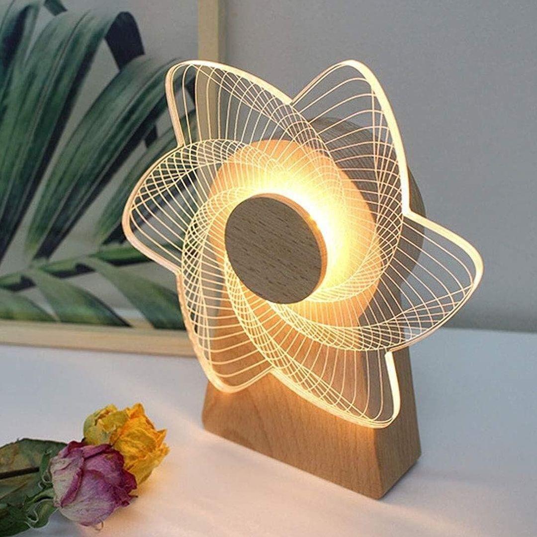 مصباح LED دوار ثلاثي الأبعاد بتصميم طاحونة هوائية إضاءة ليلية رائعة للمكتب والمنزل بلمسة واحدة