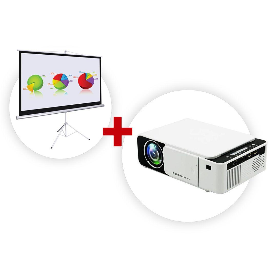 بروجكتور Borrego T5 Wi-Fi بدقة 1080P + شاشة عرض بروجيكتور 180 سم مع ترايبود ستاند 