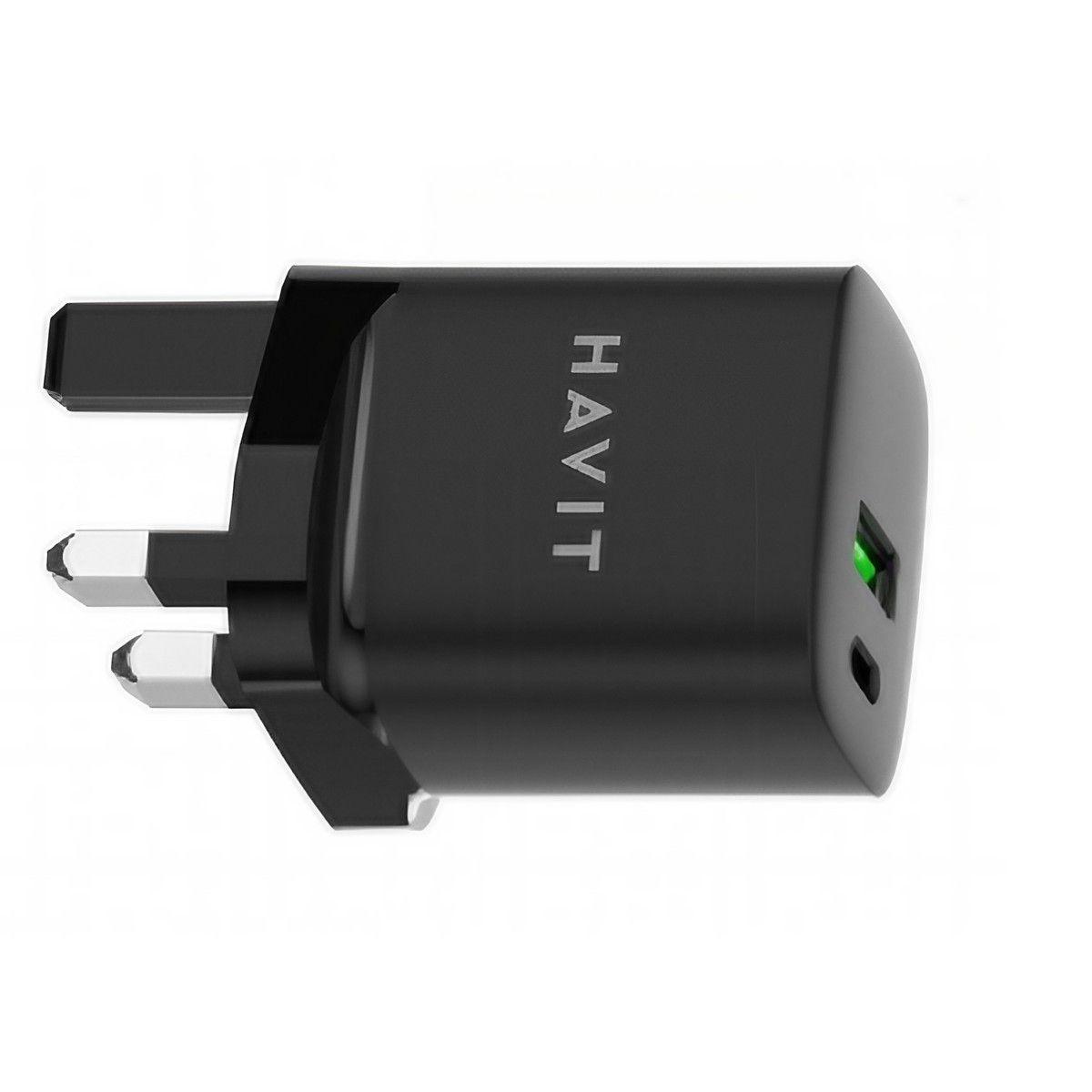 شاحن حائط Havit UC30 مزود بمنفذين USB-A - USB-C PD