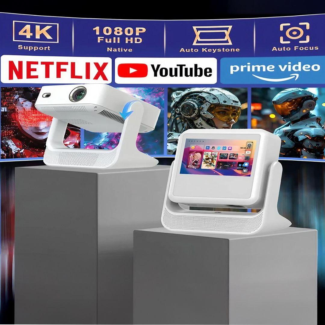 بروجيكتور ذكي اندرويد وايفاي وبلوتوث بدقة FHD 1080p و يدعم 4K