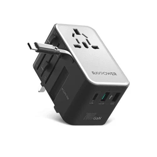 شاحن عالمي من RAVPower بقوة 70 واط بأربعة منافذ