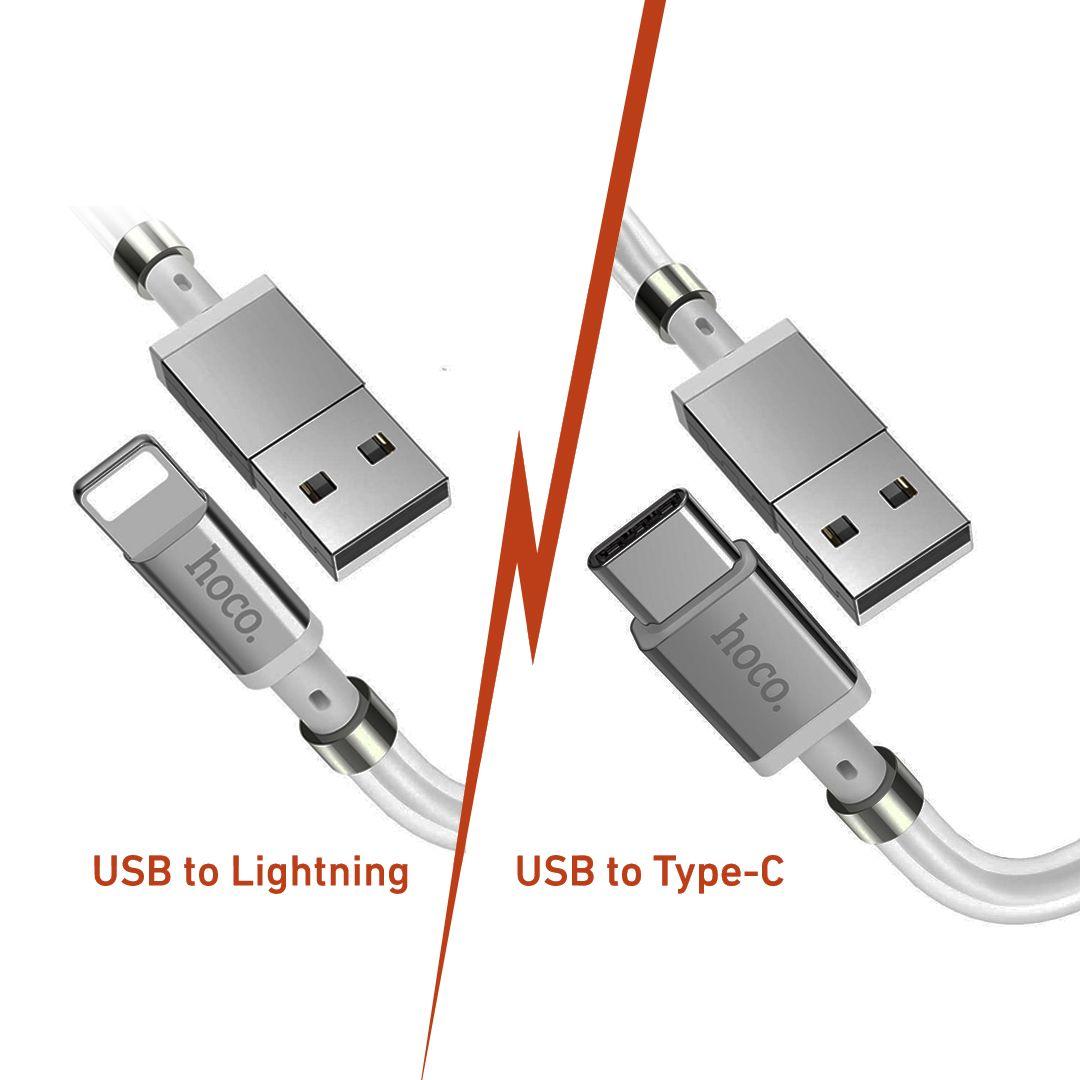 كابل شحن Hoco U91 Magic magnetic Cable USB to Lightning Or USB to Type-C  