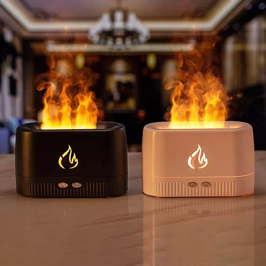 مرطب ومعطر جو بالموجات فوق الصوتية مع اضاءة اللهب مع خاصية الايقاف التلقائي لترطيب البشرة ولنوم أكثر راحة
