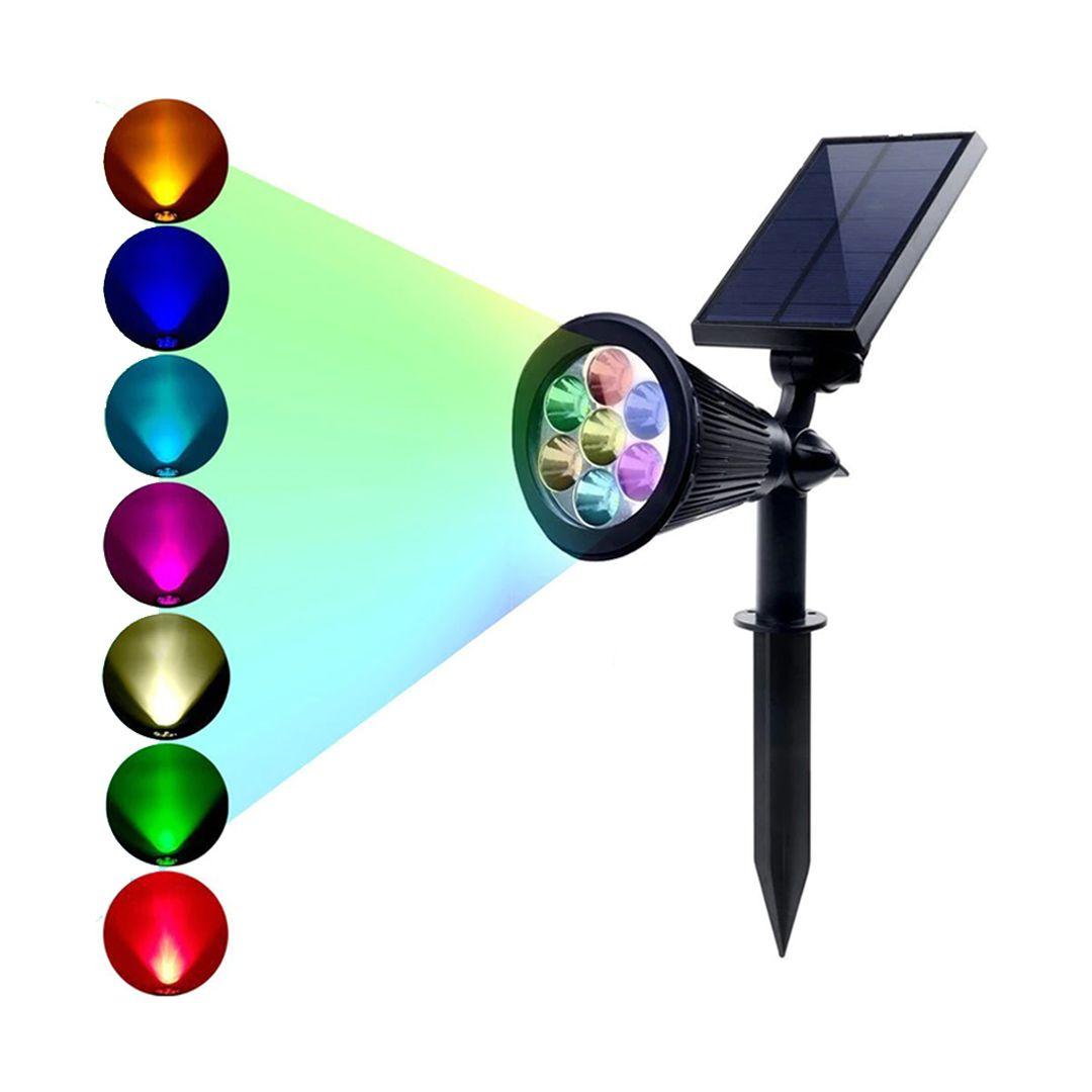 مصباح اضاءة RGB يعمل بالطاقة الشمسية مكون من 7 لمبات LED