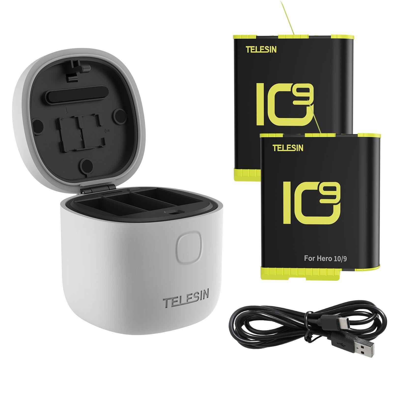 TELESIN GP-BTR-905-GY-B All in 1 Charger + 2 Batteries for GoPro 9/10/11