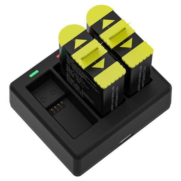 TELESIN GP-BTR-903-B 3 Slots Charger with 2 Batteries for GoPro 9/10/11