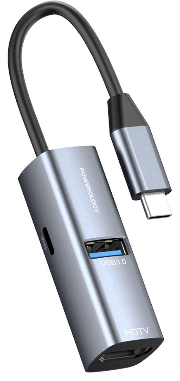 موزع باورولوجي USB-C صغير من الألومنيوم ، مزود بإمداد طاقة 100 واط