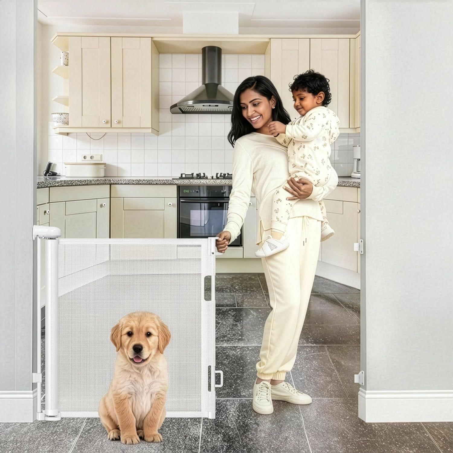 بوابة أمان للأطفال والحيوانات A Baby Cherry – تصميم سحب مرن للحماية داخل المنزل