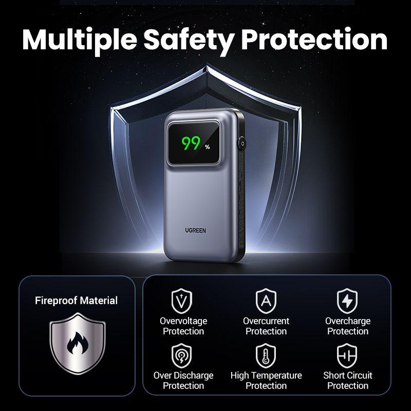 باور بانك UGREEN سعة 10000mAh بكابل مدمج – شحن سريع بقدرة 15 واط