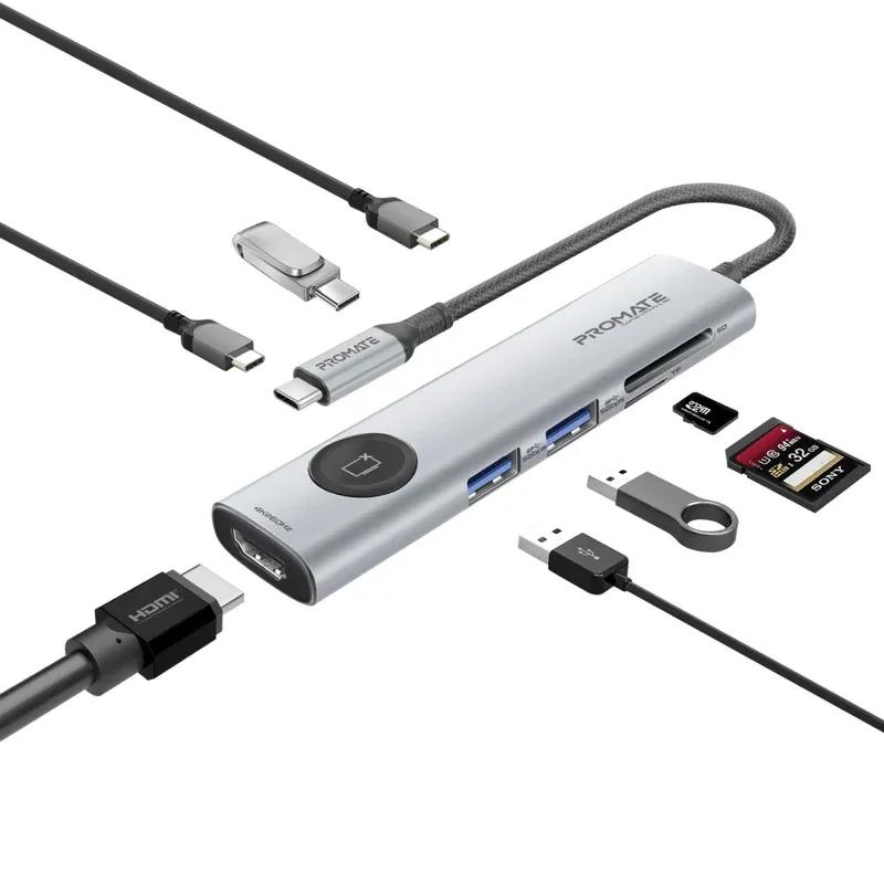 موزع USB-C عالي السرعة متعدد الوظائف بدقة 4K@60Hz مع زر خصوصية الشاشة