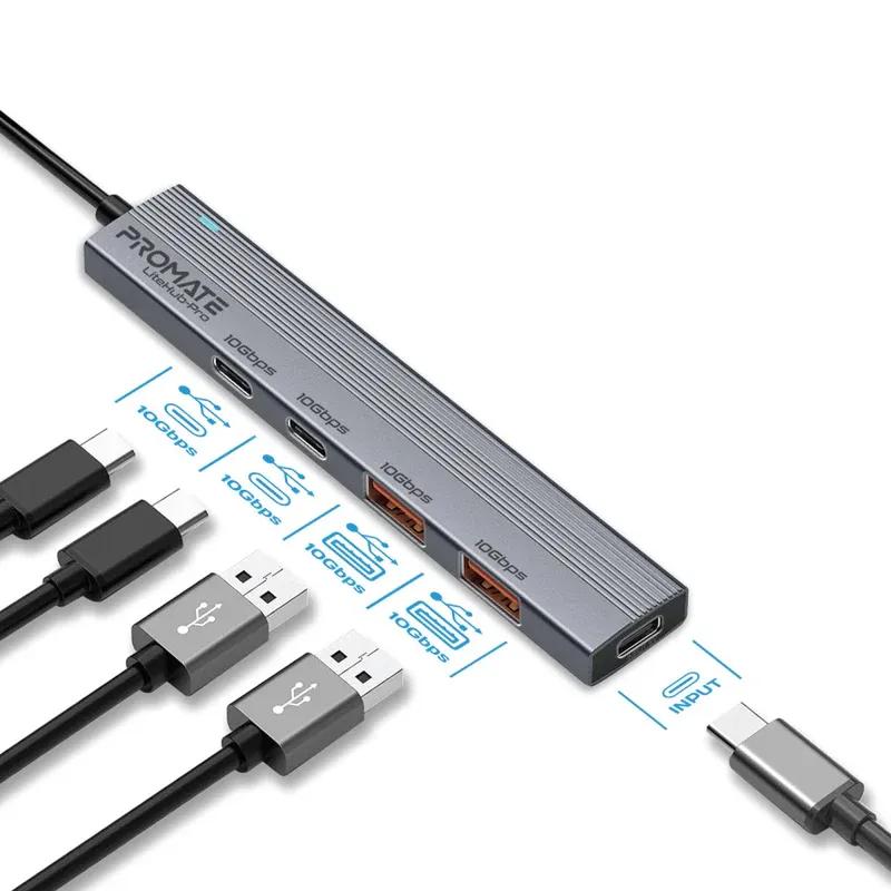 موزع بيانات USB-C متعدد المنافذ بسرعة 10 جيجابت في الثانية • منفذان USB-A بسرعة 10 جيجابت في الثانية
