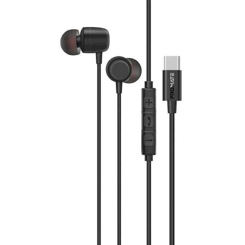 سماعات أذن ستيريو سلكية ENC مريحة داخل الأذن بمنفذ USB-C - أسود