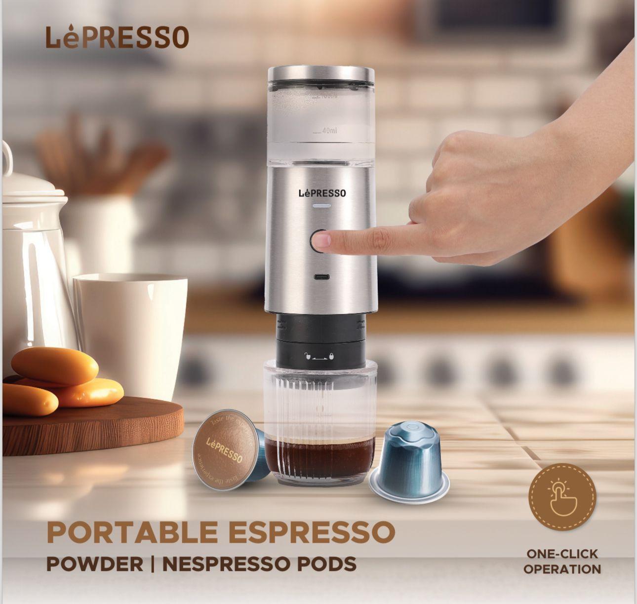آلة إسبرسو محمولة من ليبريسو – تدعم القهوة المطحونة وكبسولات Nespresso