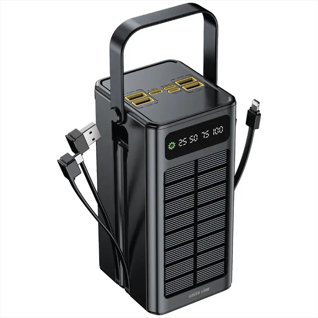 باور بانك Green Lion Solar X سعة 60000mAh بشحن سريع PD 20W – أسود