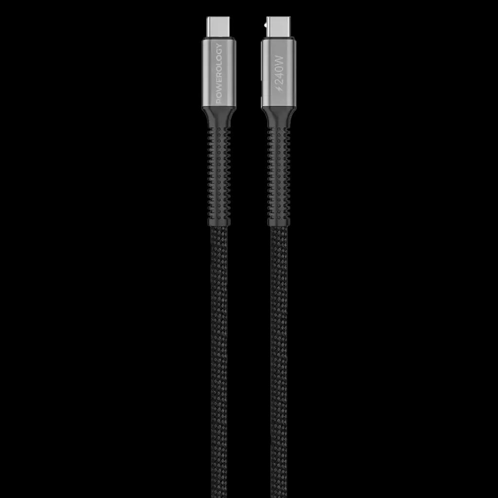 كابل باورولوجي USB4 مع سلك مضفر من USB-C إلى USB-C - أسود