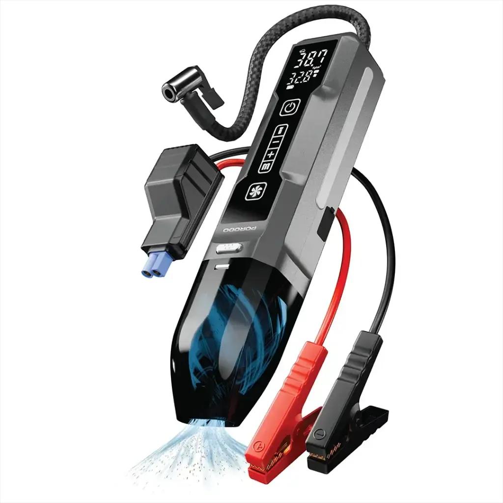 جهاز بورودو إغناتوف لتشغيل السيارات ومضخة هواء مع مكنسة كهربائية يدوية وشحن USB-C