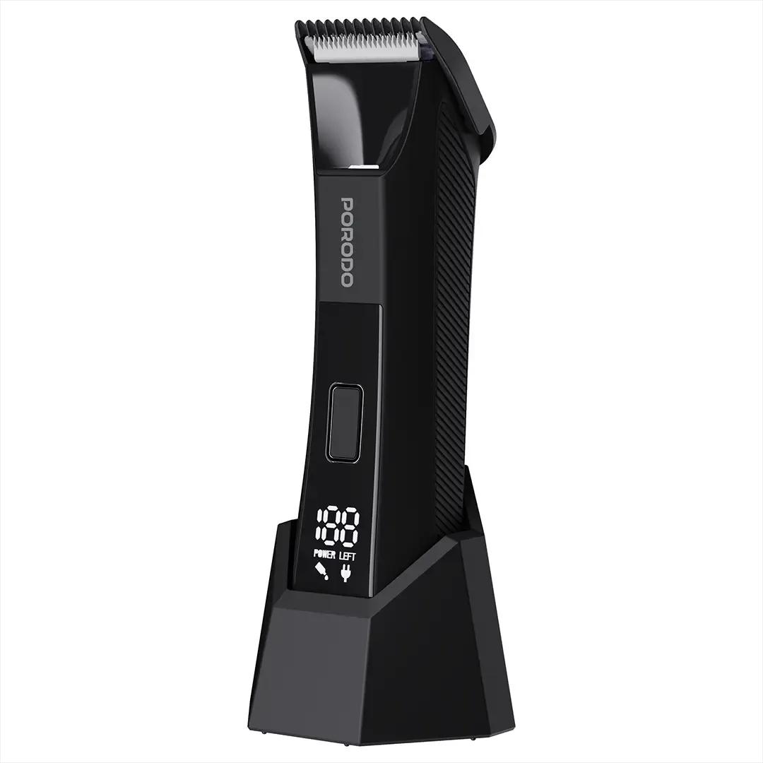 Porodo PDLFST8126BK Ceramic Blade Gentle Grooming Trimmer with Digital Display, and 600mAh Battery