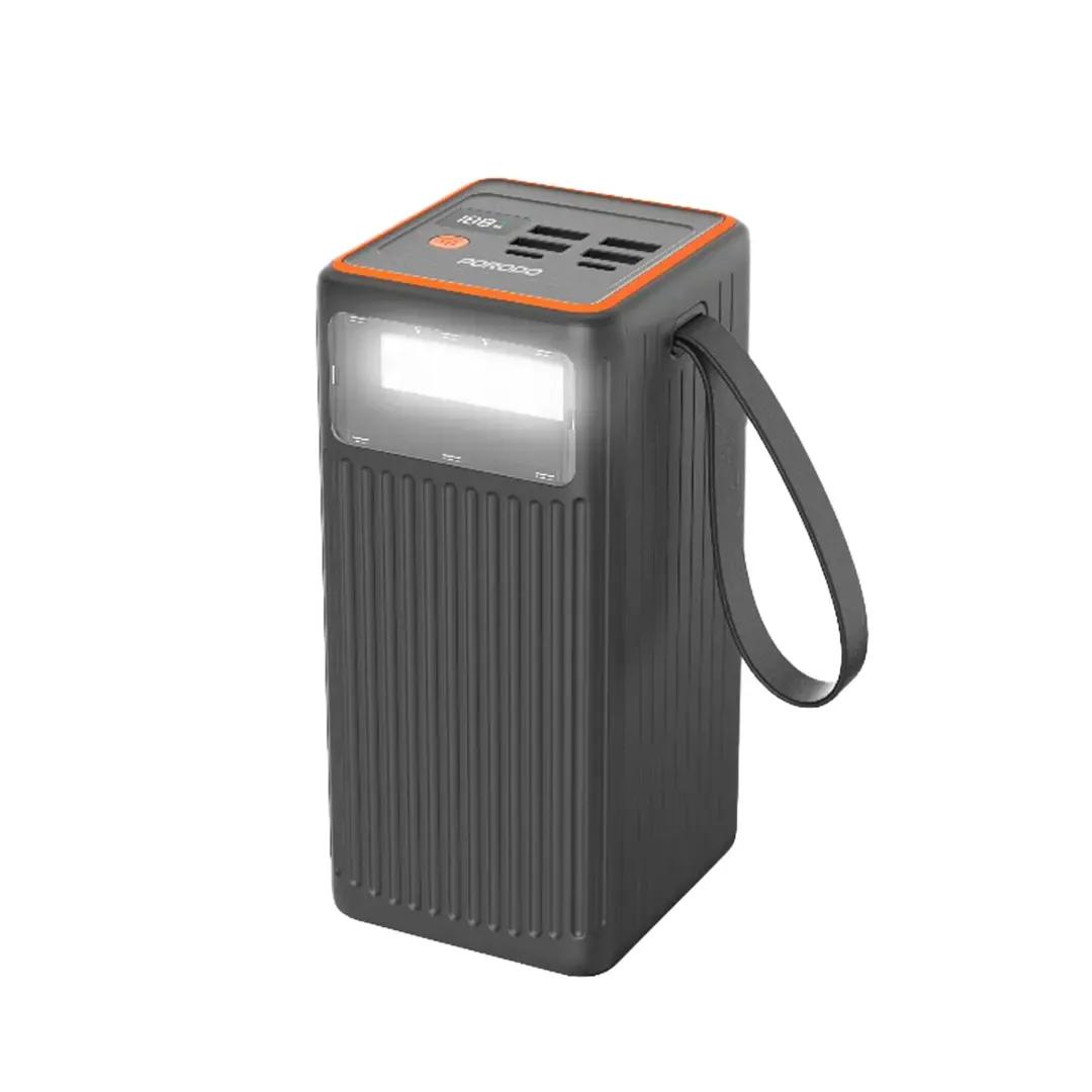 باور بانك Porodo سعة 60000mAh بشحن سريع قوي PD 65W متعدد الأجهزة – أسود