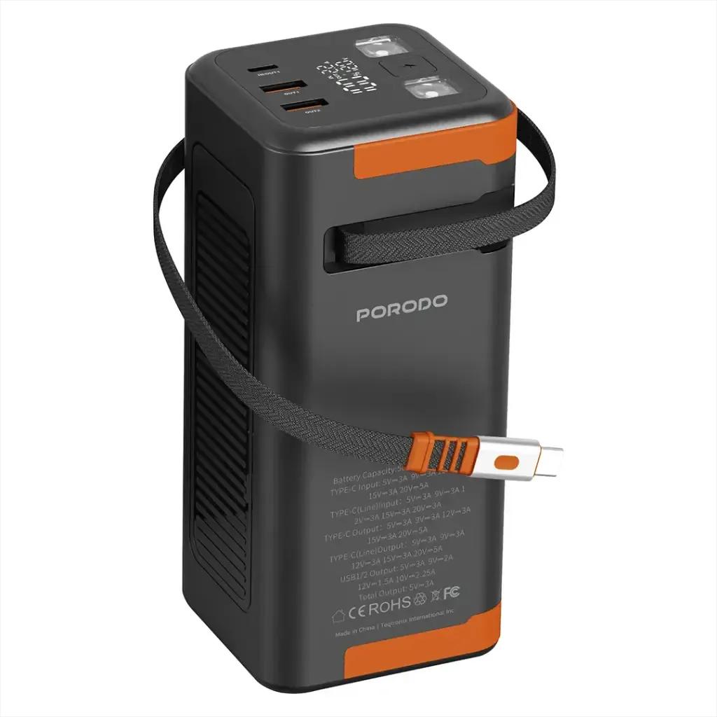 باور بانك بورودو باور بوست بسعة 50000mAh مع كابل USB-C قابل للسحب