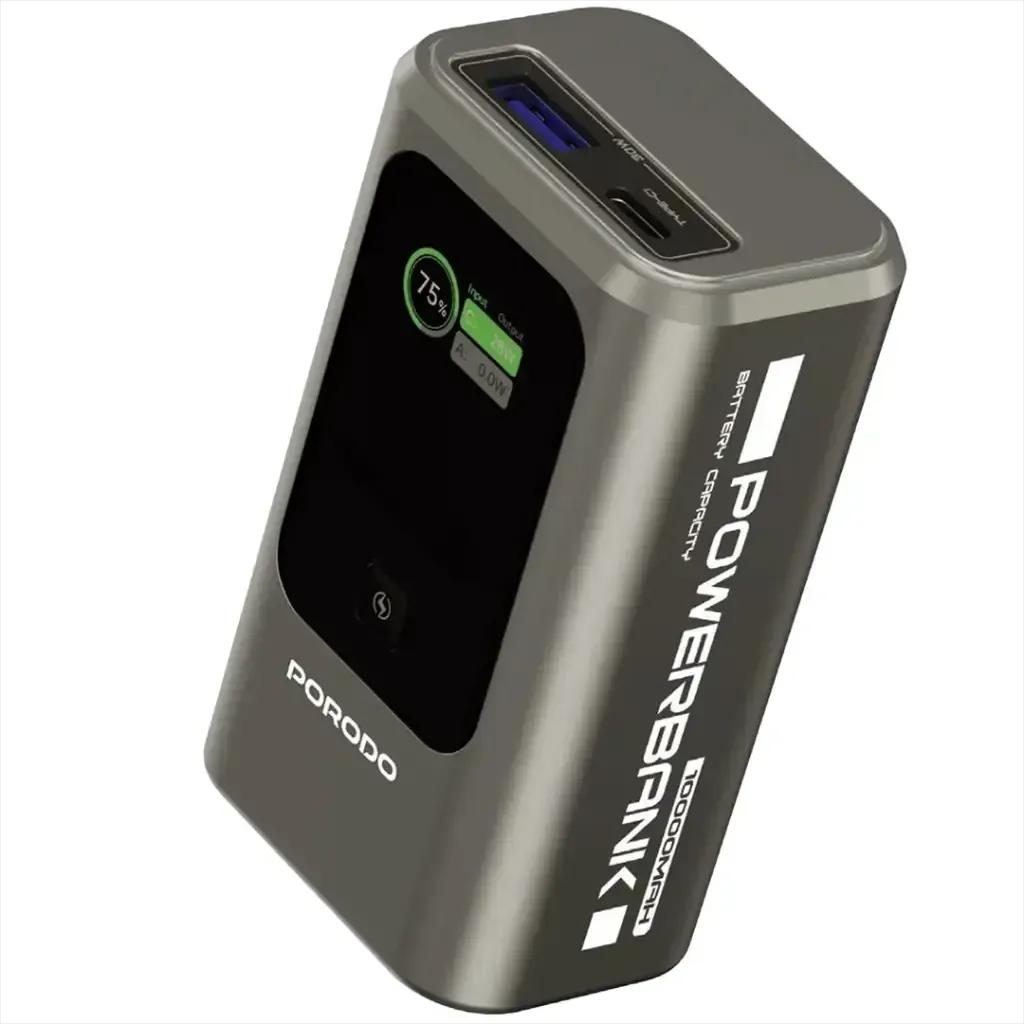 باور بنك بورودو 10000mAh صغير مع شاشة الوقت الحقيقي – شحن سريع وآمن