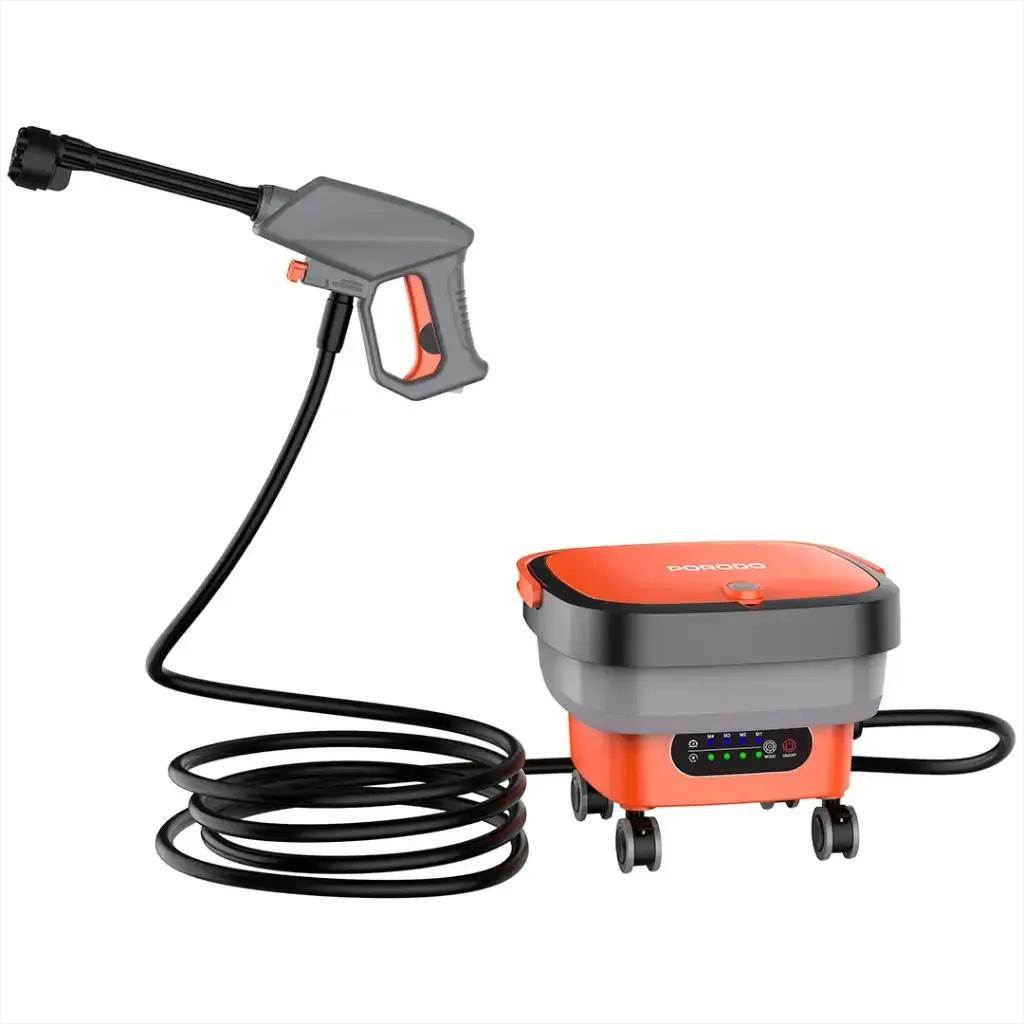 Porodo Aquaspray Multifunctional Pressure Washer with a 15-liter tank capacity and a 3000mAh battery