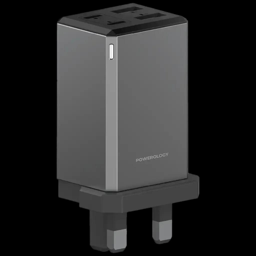 Powerology 65W GaN UK Plug Travel Adapter - PWCUQC063GR