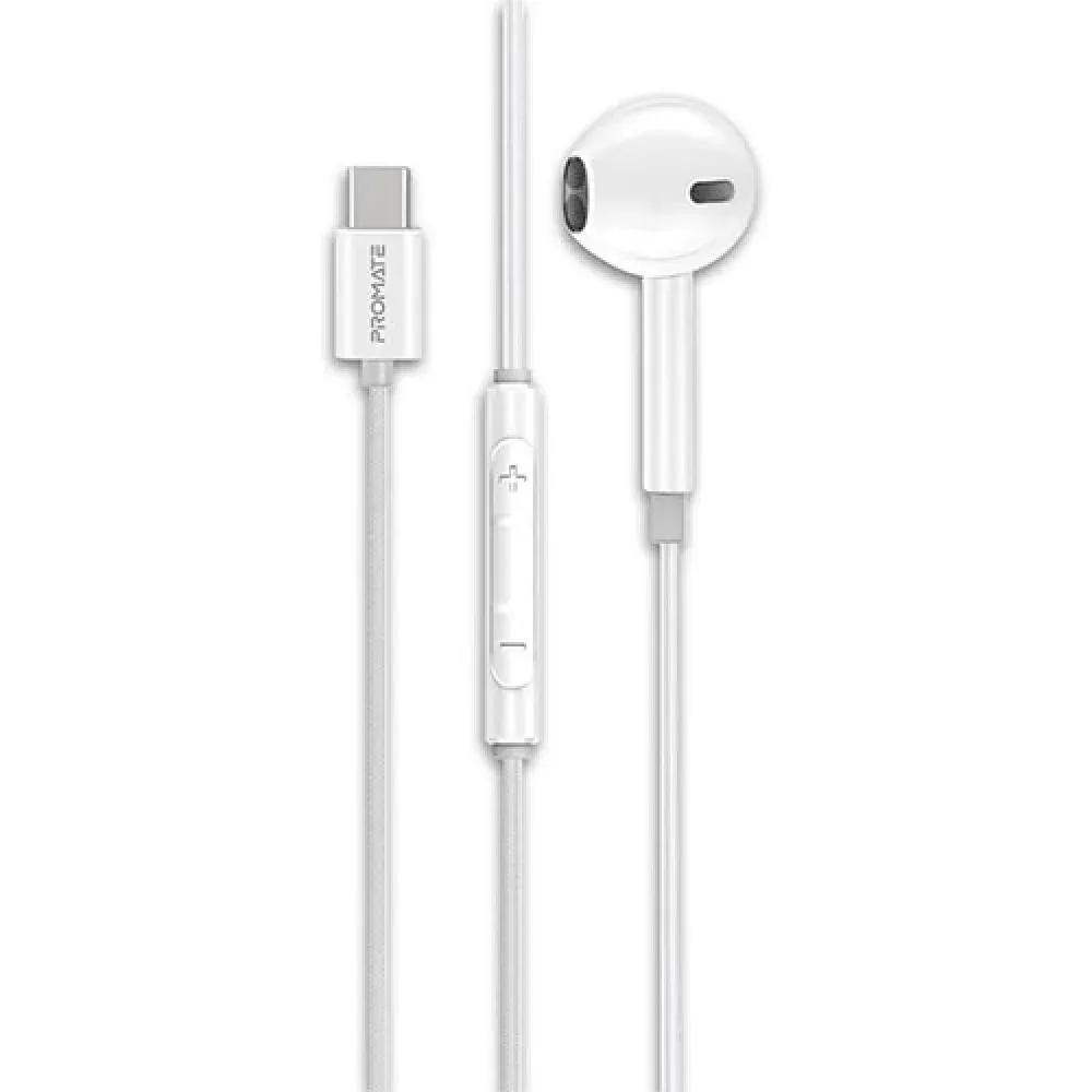 سماعة أذن سلكية ديناميكية أحادية مع موصل USB-C - أبيض