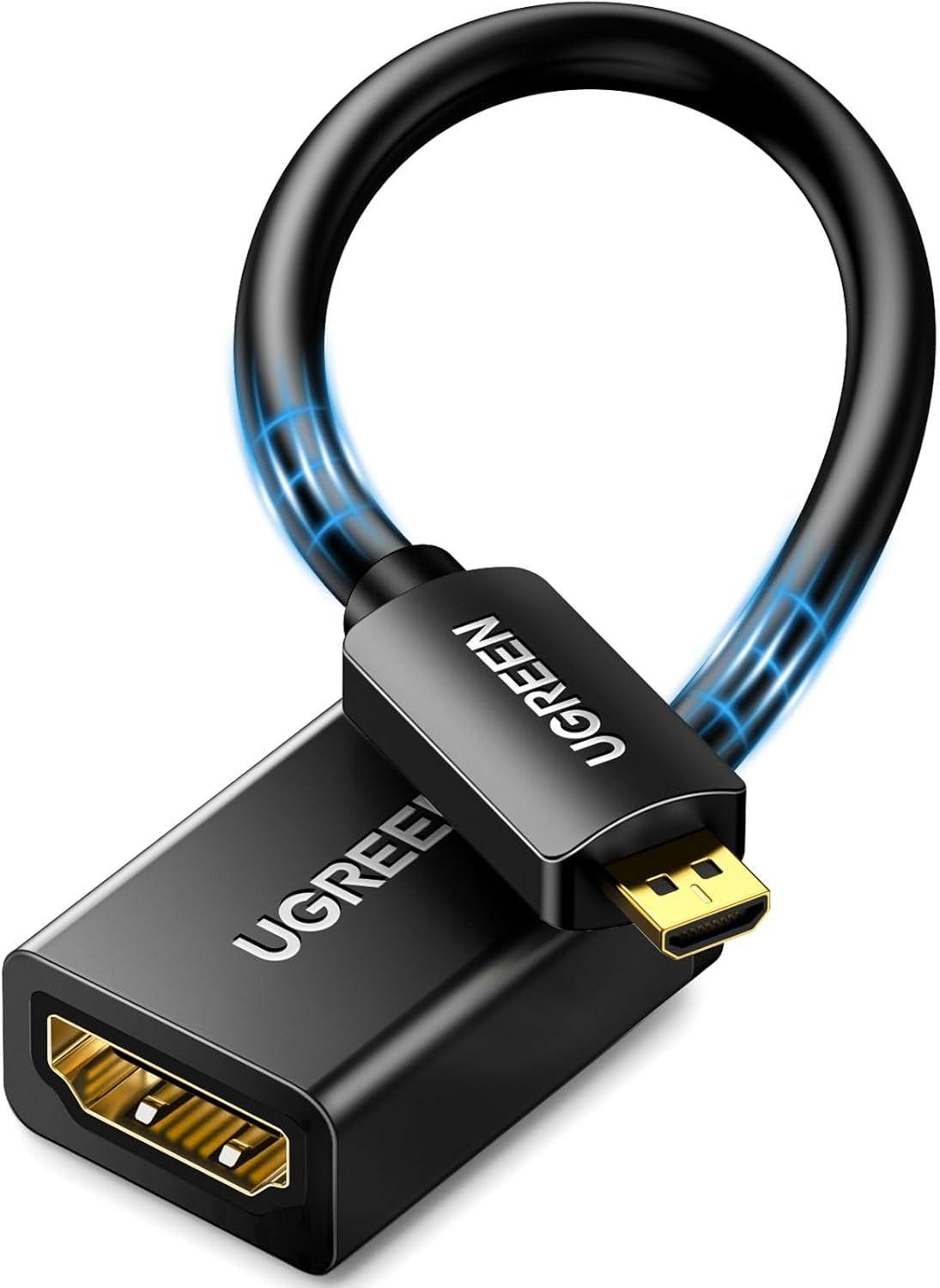 كابل تمديد HDMI من ذكر الى انثى بدقة 8K، من يوجرين، عدد المنافذ: 2، أسود