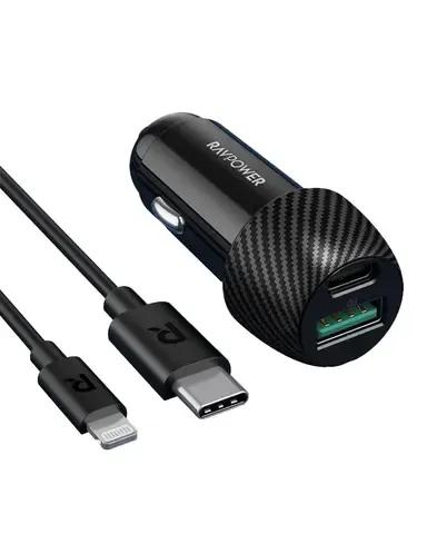 Ravpower RP-VC031 49W Car Charger + 1m Lightning Cable - Black