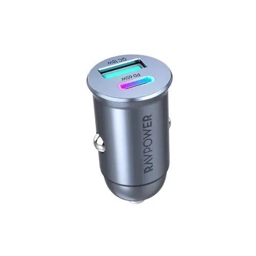 شاحن سيارة Ravpower واط PD 65 بمنفذين مصنوع من سبائك الألومنيوم