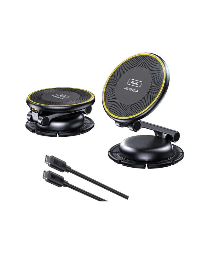 AOHI A0C-S002 SUPERAUTO Foldable 360° Magnetic Wireless Car Charger with USB-C to USB-C Cable
